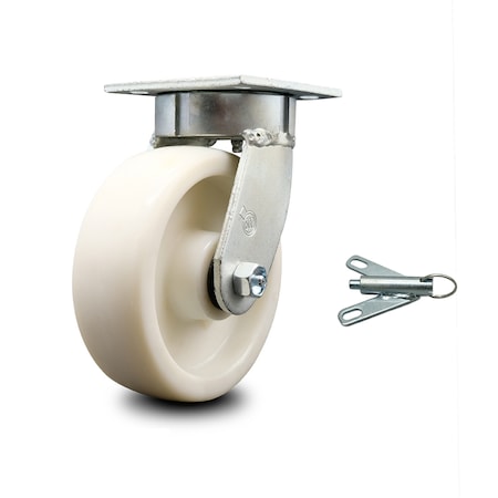 Service Caster 6 Inch Kingpinless Nylon Wheel Swivel Caster with Swivel Lock SCC-KP30S620-NYR-BSL